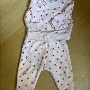 Janie and Jack Pink Cherry Pajama Set